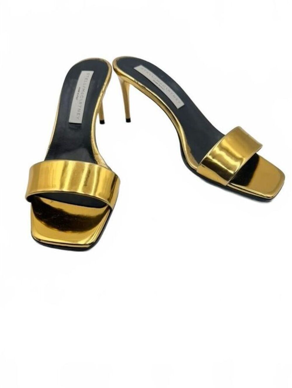 Stella McCartney Minimalist Mule Kitten Heel Gold Metallic Size 38 / US 8